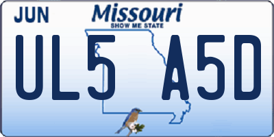 MO license plate UL5A5D