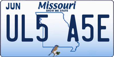 MO license plate UL5A5E