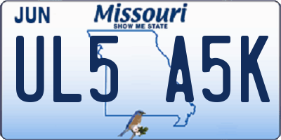 MO license plate UL5A5K