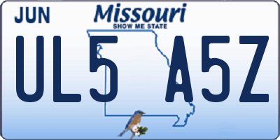 MO license plate UL5A5Z