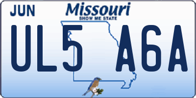 MO license plate UL5A6A