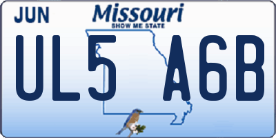 MO license plate UL5A6B