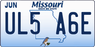 MO license plate UL5A6E