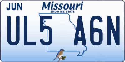 MO license plate UL5A6N