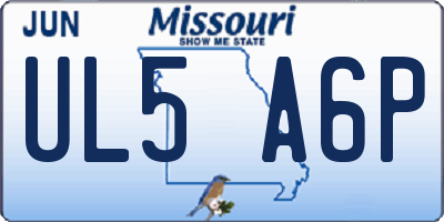 MO license plate UL5A6P