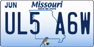 MO license plate UL5A6W