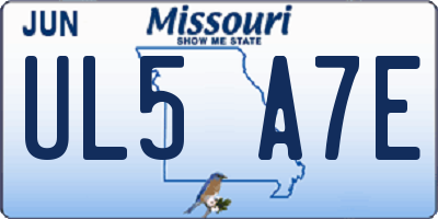 MO license plate UL5A7E