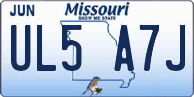 MO license plate UL5A7J