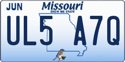 MO license plate UL5A7Q