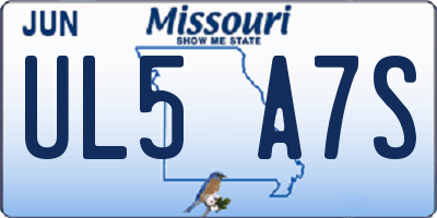 MO license plate UL5A7S