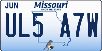 MO license plate UL5A7W