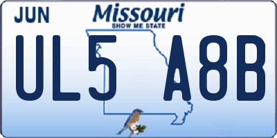 MO license plate UL5A8B