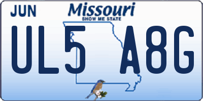 MO license plate UL5A8G