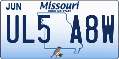 MO license plate UL5A8W