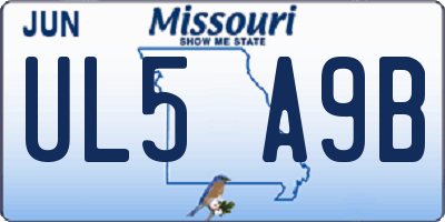 MO license plate UL5A9B