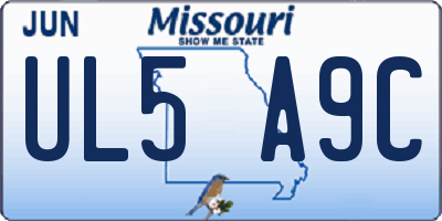 MO license plate UL5A9C