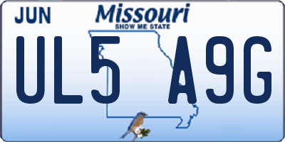 MO license plate UL5A9G