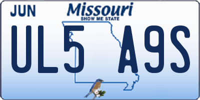 MO license plate UL5A9S