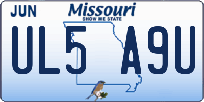 MO license plate UL5A9U