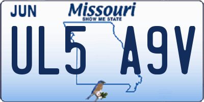 MO license plate UL5A9V