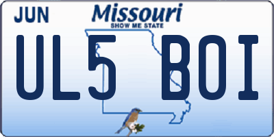 MO license plate UL5B0I