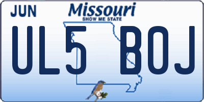 MO license plate UL5B0J