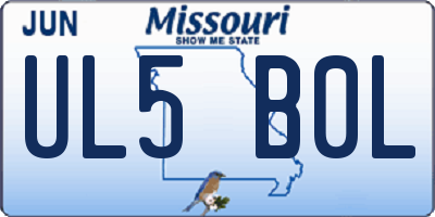 MO license plate UL5B0L