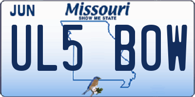 MO license plate UL5B0W
