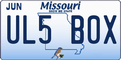 MO license plate UL5B0X
