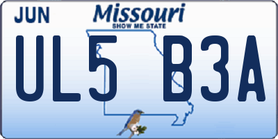MO license plate UL5B3A