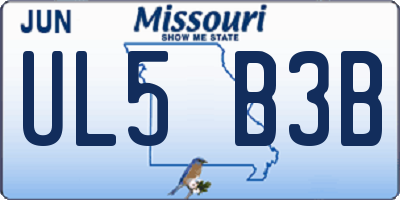 MO license plate UL5B3B
