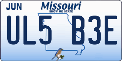 MO license plate UL5B3E