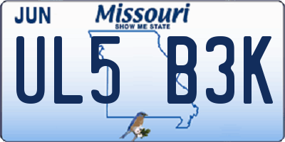MO license plate UL5B3K