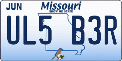 MO license plate UL5B3R