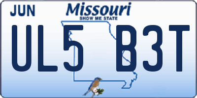 MO license plate UL5B3T