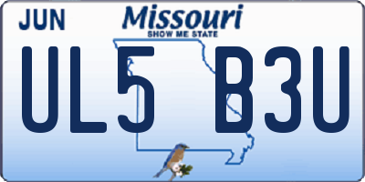 MO license plate UL5B3U