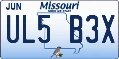 MO license plate UL5B3X