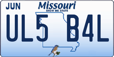 MO license plate UL5B4L