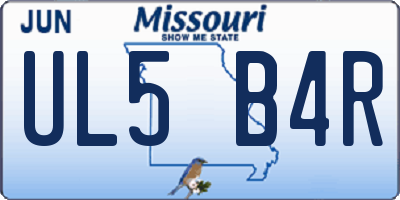 MO license plate UL5B4R