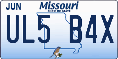 MO license plate UL5B4X