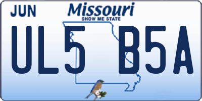 MO license plate UL5B5A
