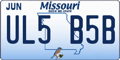 MO license plate UL5B5B