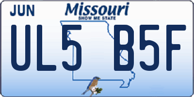 MO license plate UL5B5F
