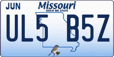 MO license plate UL5B5Z