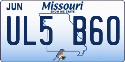 MO license plate UL5B6O