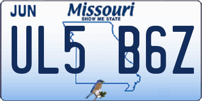MO license plate UL5B6Z