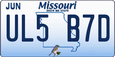 MO license plate UL5B7D