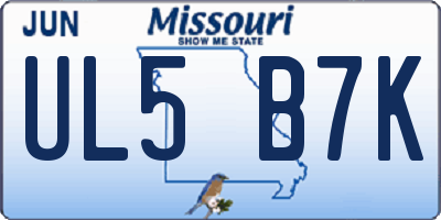 MO license plate UL5B7K