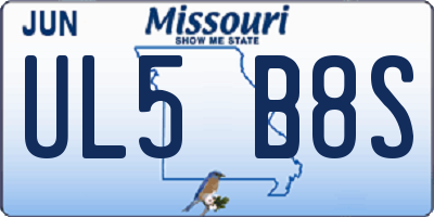 MO license plate UL5B8S