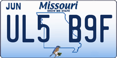 MO license plate UL5B9F